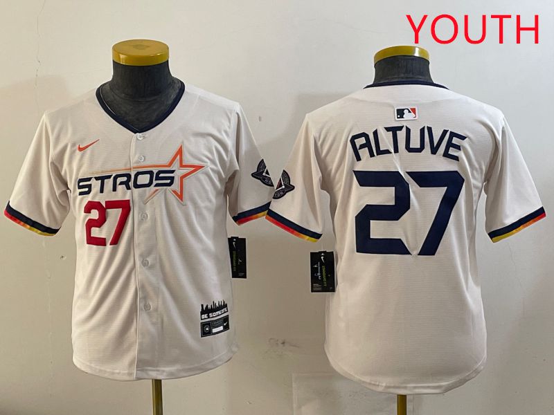 Youth Houston Astros #27 Altuve Cream Three generations Joint Name 2025 Nike MLB Jersey style 4112